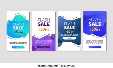 Dynamic modern fluid mobile for flash sale banners. Sale banner template design, Flash sale special offer set