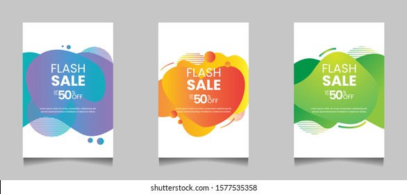 Dynamic modern fluid mobile for flash sale banners. Sale banner template design, Flash sale special offer set