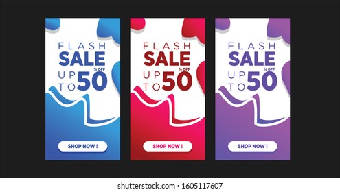 Dynamic modern fluid mobile for flash sale banners. Sale banner template design, Flash sale special offer set