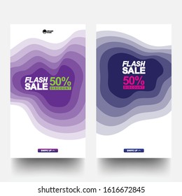 Dynamic Modern Fluid Mobile For Flash Sale Banners. Editable Post Template Social Media Banners For Digital Marketing. Flash Sale 50% Discount. 