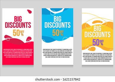 Dynamic modern fluid mobile for flash sales of banners and leaflets. Sale flyers template design, Flash sale special offer set