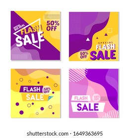 Dynamic modern fluid mobile for flash sale banners. Sale banner template design, Flash sale special offer set