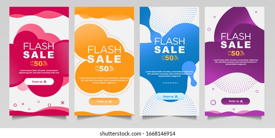 Móviles modernos y dinámicos para banners de venta flash. Diseño de plantillas de banner de venta, conjunto de ofertas especiales de Flash sale