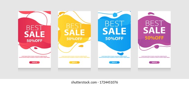 Dynamic modern fluid mobile for flash sale banners. Sale banner template design, Flash sale special offer set