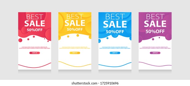 Dynamic modern fluid mobile for flash sale banners. Sale banner template design, Flash sale special offer set