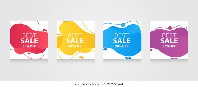 Móviles dinámicos modernos de fluido para banners de venta flash. Diseño de plantillas de banner de venta, conjunto de ofertas especiales de Flash sale