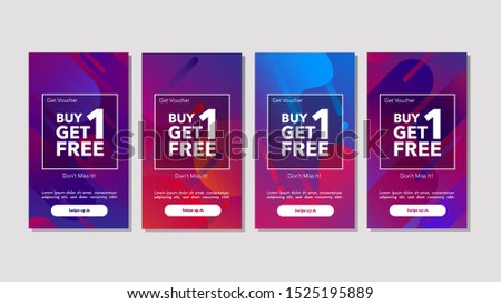 Dynamic modern fluid mobile for Flash Sale banners. Get Coupon Discount Sale banner template design, Sale Discount special offer set.