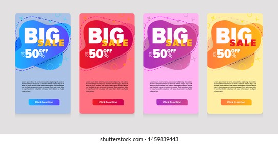 Dynamic modern fluid mobile for-sale banners. Sale banner template design, Big sale special offer set and can use for Instagram.