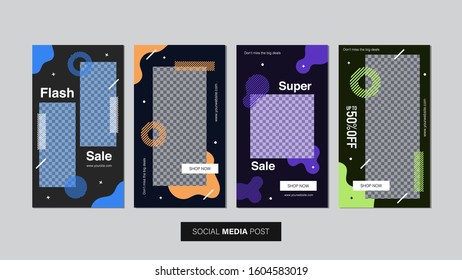 Dynamic modern fluid mobile for promotion sale banners. Editable sale banner template design. Sale special offer set banner