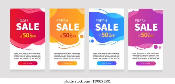 Dynamic modern fluid mobile for sale banners. Sale banner template design, Flash sale special offer set and can use for instagram