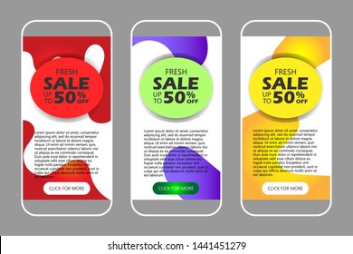 Dynamic modern fluid mobile for sale banners. Sale banner template design, Flash sale special offer set and can use for instagram