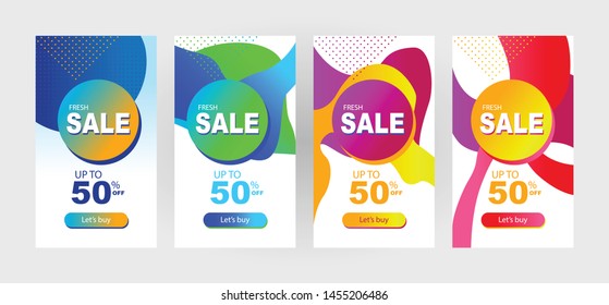 Dynamic modern fluid mobile for sale banners. Sale banner template design, Flash sale special offer set and can use for instagram