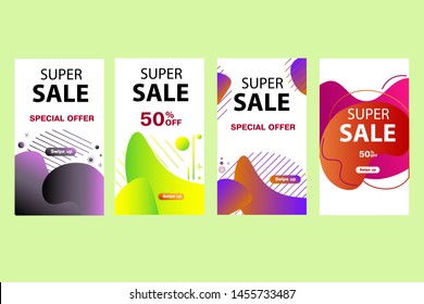 Dynamic modern fluid mobile for sale banners. Sale banner template design, Flash sale special offer set and can use for social network. liquid element
