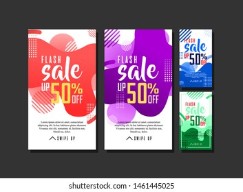 Dynamic modern fluid mobile for sale banners. Sale banner template design, Flash sale special offer set and can use for instagram