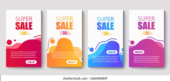 Dynamic modern fluid mobile for sale banners. Sale banner template design, Super sale special offer set.Vector illustration