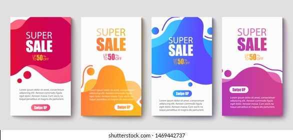 Dynamic modern fluid mobile for sale banners. Sale banner template design, Super sale special offer set.Vector illustration