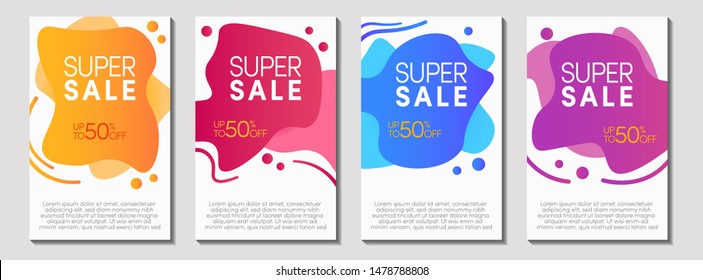 Dynamic modern fluid mobile for sale banner, sale banner template design, super sale special offer SET ,Vector Ilustration