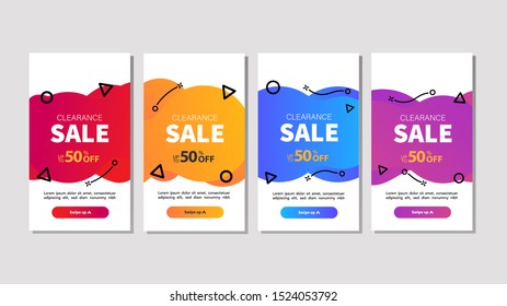 Dynamic modern fluid mobile for sale banners. Sale banner template design, Clearance sale special offer set.Vector illustration