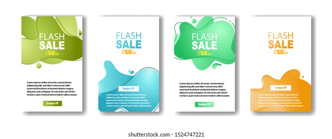 Dynamic modern fluid mobile for sale banners. Sale banner template design. Flash sale special offer set. Discount Banner Promotion Template. Template design with editable text. Vector illustration.