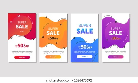 Dynamic modern fluid mobile for sale banners. Sale banner template design, Super sale special offer set.Vector illustration