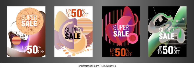 Dynamic modern fluid mobile for sale banners. Sale banner template design, Super sale special offer set.Vector illustration