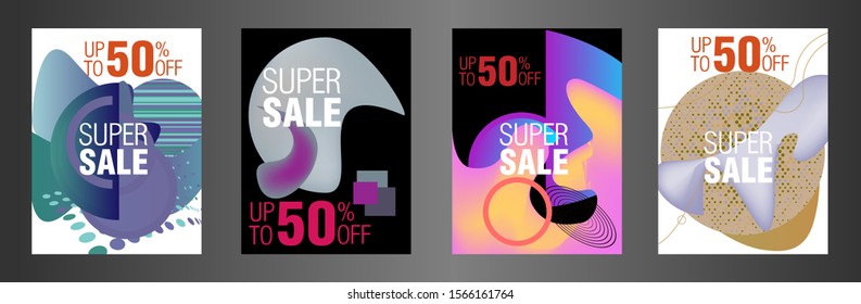 Dynamic modern fluid mobile for sale banners. Sale banner template design, Super sale special offer set.Vector illustration