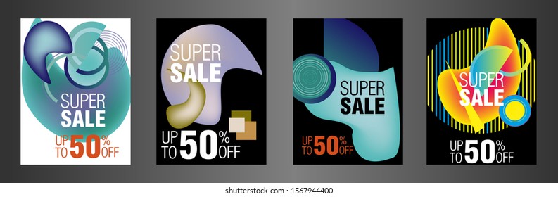 Dynamic modern fluid mobile for sale banners. Sale banner template design, Super sale special offer set.Vector illustration