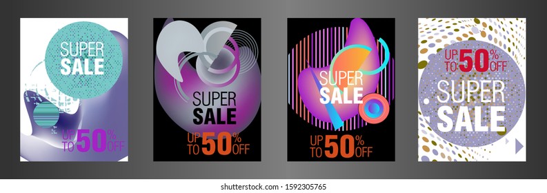 Dynamic modern fluid mobile for sale banners. Sale banner template design, Super sale special offer set.Vector illustration