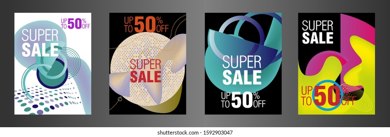 Dynamic modern fluid mobile for sale banners. Sale banner template design, Super sale special offer set.Vector illustration