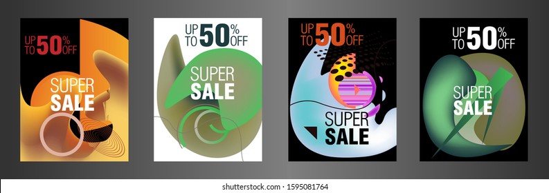 Dynamic modern fluid mobile for sale banners. Sale banner template design, Super sale special offer set.Vector illustration