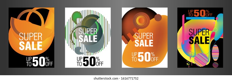 Dynamic modern fluid mobile for sale banners. Sale banner template design, Super sale special offer set.Vector illustration