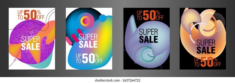 Dynamic modern fluid mobile for sale banners. Sale banner template design, Super sale special offer set.Vector illustration