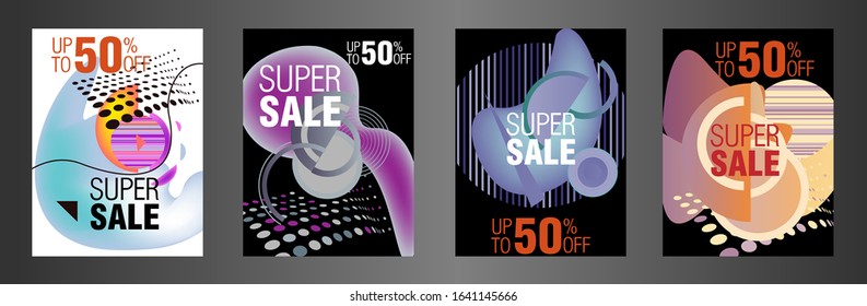 Dynamic modern fluid mobile for sale banners. Sale banner template design, Super sale special offer set.Vector illustration