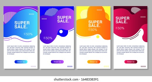 Dynamic modern fluid mobile for sale banners.  Super sale special offer set. vektor