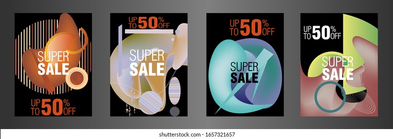 Dynamic modern fluid mobile for sale banners. Sale banner template design. Super sale special offer set. Vector illustration