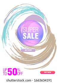 Banners dinámicos modernos de fluido móvil para la venta. Diseño de plantilla de banner de venta. Oferta especial de superventa. Ilustración del vector