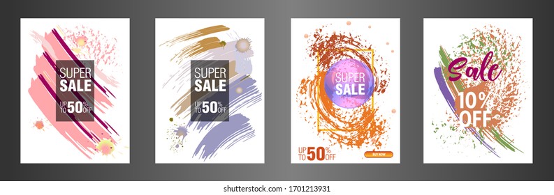 Dynamic modern fluid mobile for sale banners. Sale banner template design. Super sale special offer set. Vector illustration.