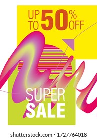 Dynamic modern fluid mobile for sale banners. Sale banner template design. Super sale special offer set. Vector illustration.