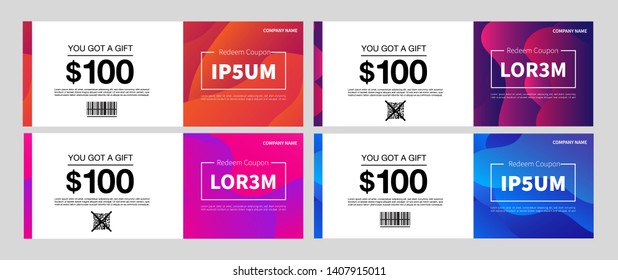 Dynamic modern fluid mobile for Voucher Sale banners. Get Coupon Discount Sale banner template design, Free gift card set.