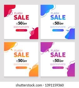 Dynamic modern fluid for sale banners. Sale banner template design, Flash sale special offer set and can use for instagram