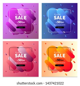 Dynamic modern fluid for sale banners. Sale banner template design, Flash sale special offer set and can use for instagram