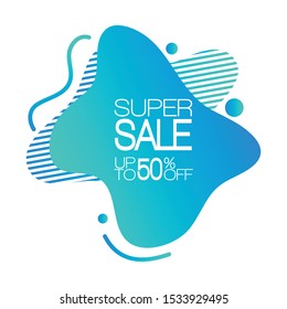 Dynamic modern fluid for sale banners. Blue gradient Sale banner template design, Super sale special offer set.Vector illustration on white background