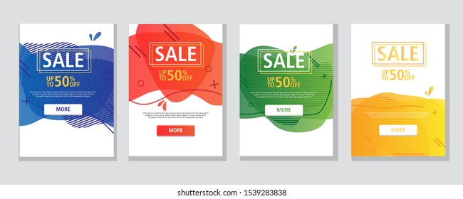 Dynamic modern fluid Sale banners and Posters. Sale banner template design, sale special offer set. EPS 10 Vector illustration.
