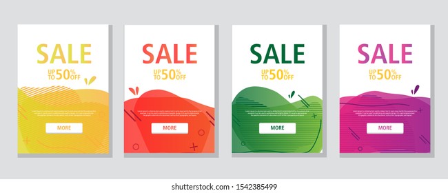 Dynamic modern fluid Sale banners and Posters. Sale banner template design, sale special offer set. EPS 10 Vector illustration.