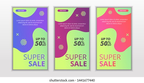 Dynamic Modern Fluid  social media mobile post background template, fashion flash sale