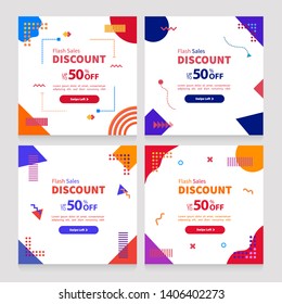Dynamic modern geometry mobile for flash sale banners. Sale Discount banner template design, Flash sale special offer set