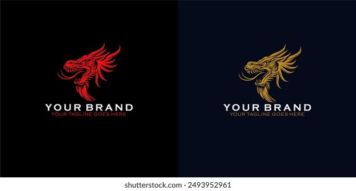 A dynamic modern masculine logo depicting a dragon gives an impression of strength, authority