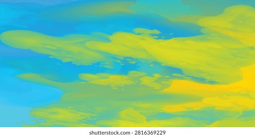 A dynamic, modern, minimalist grunge background with flowing yellow and blue paint textures and an artistic blend. For color, a sports jersey and a sheer swimsuit model highlight a voluptuous, sexy body. eps 10