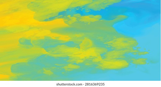 A dynamic, modern, minimalist grunge background with flowing yellow and blue paint textures and an artistic blend. For color, a sports jersey and a sheer swimsuit model highlight a voluptuous, sexy body. eps 10