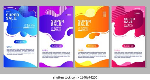 Modelos de fluidos móviles dinámicos para banners de ventas. Oferta especial de superventa. vektor